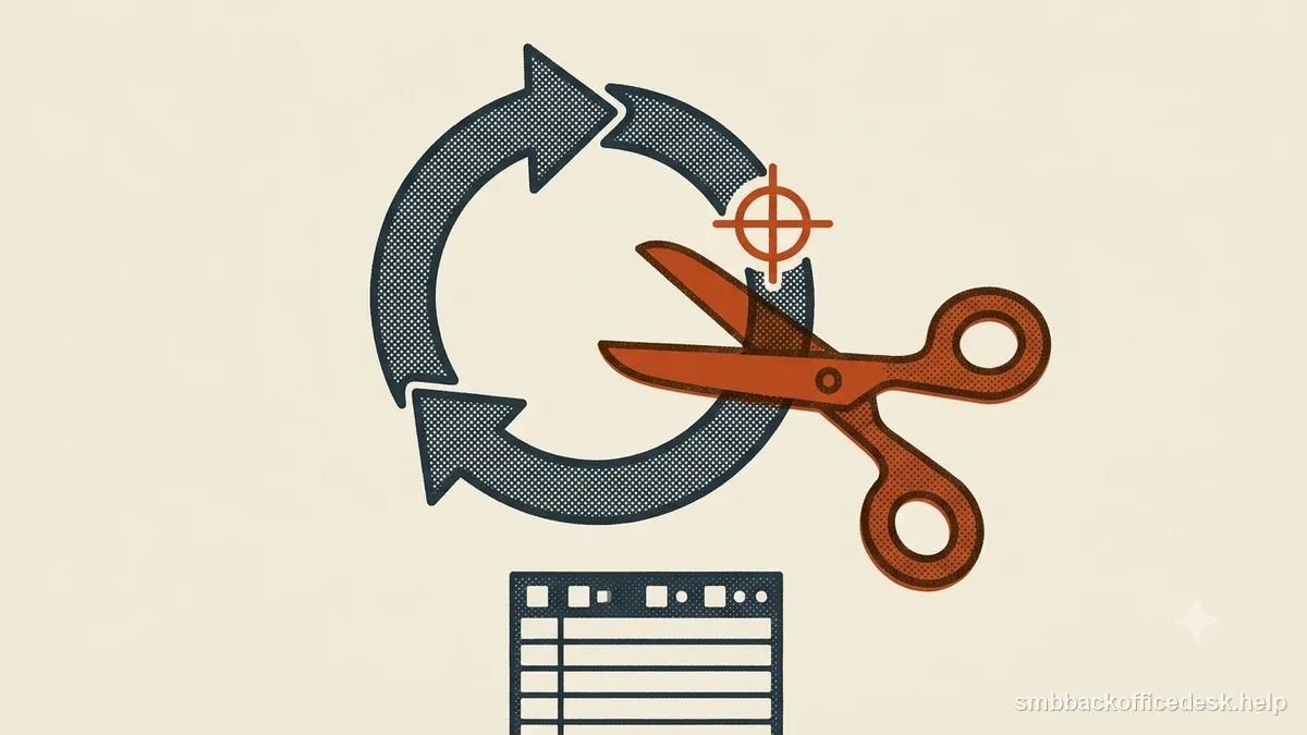 Two-colour risograph illustration for “Responding to a Canceled Recurring Payment Chargeback” — Small Business Back-Office Desk