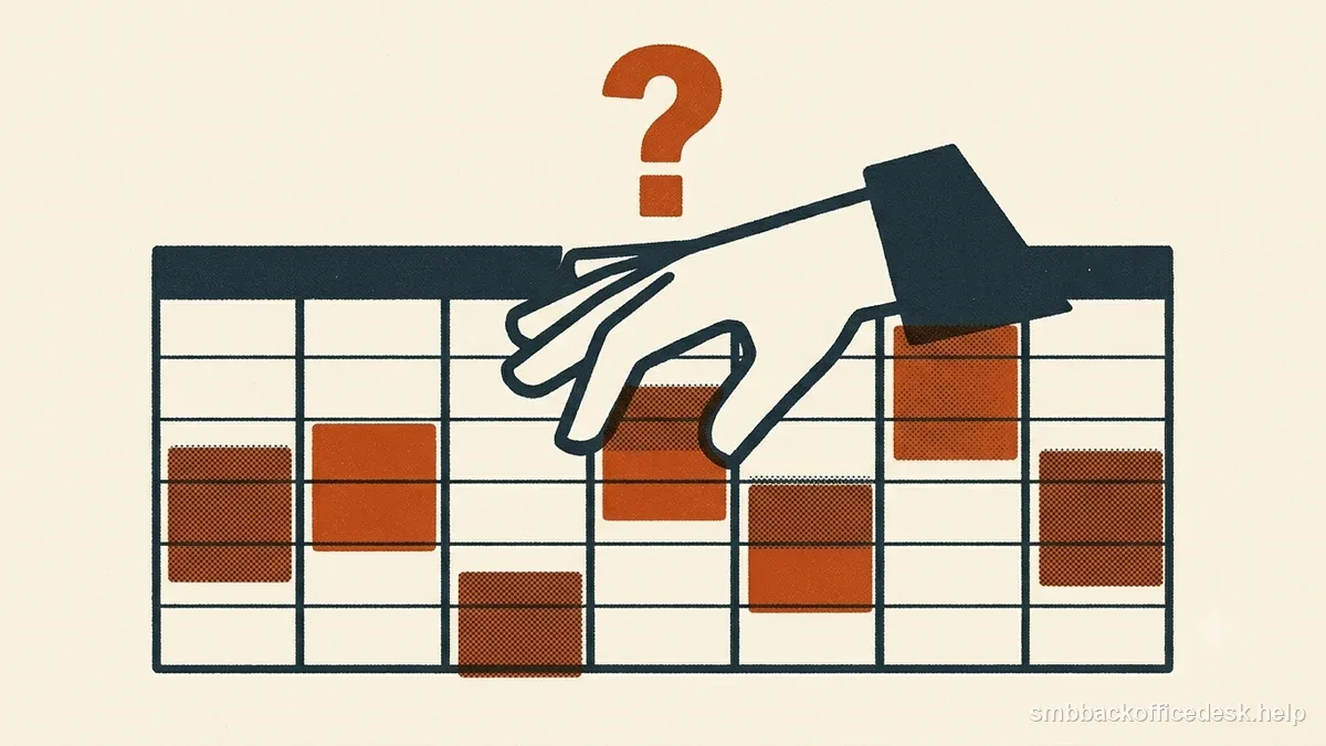 Two-colour risograph illustration for “Can You Set a Contractor’s Schedule? Classification Questions to Ask” — Small Business Back-Office Desk