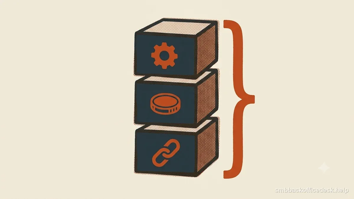 Two-colour risograph illustration for “IRS Worker Classification: Behavioral, Financial, and Relationship Evidence” — Small Business Back-Office Desk