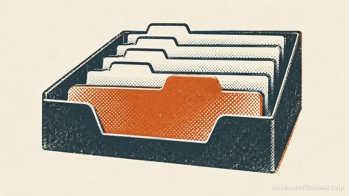 Two-colour risograph illustration for “How to Build a Lead List by Industry” — Small Business Back-Office Desk