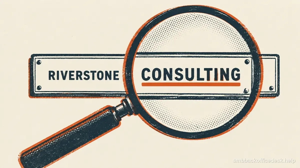 Two-colour risograph illustration for “Name the Correct Business Defendant in Small Claims” — Small Business Back-Office Desk
