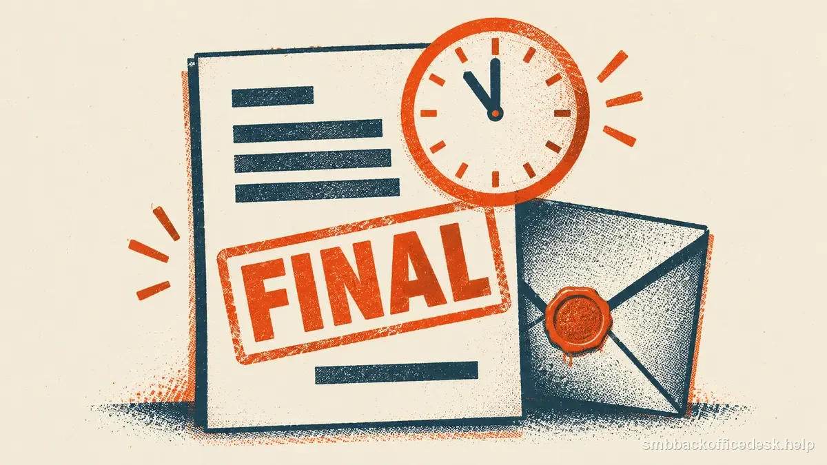 Two-colour risograph illustration for “Demand Letter Before Small Claims Court” — Small Business Back-Office Desk